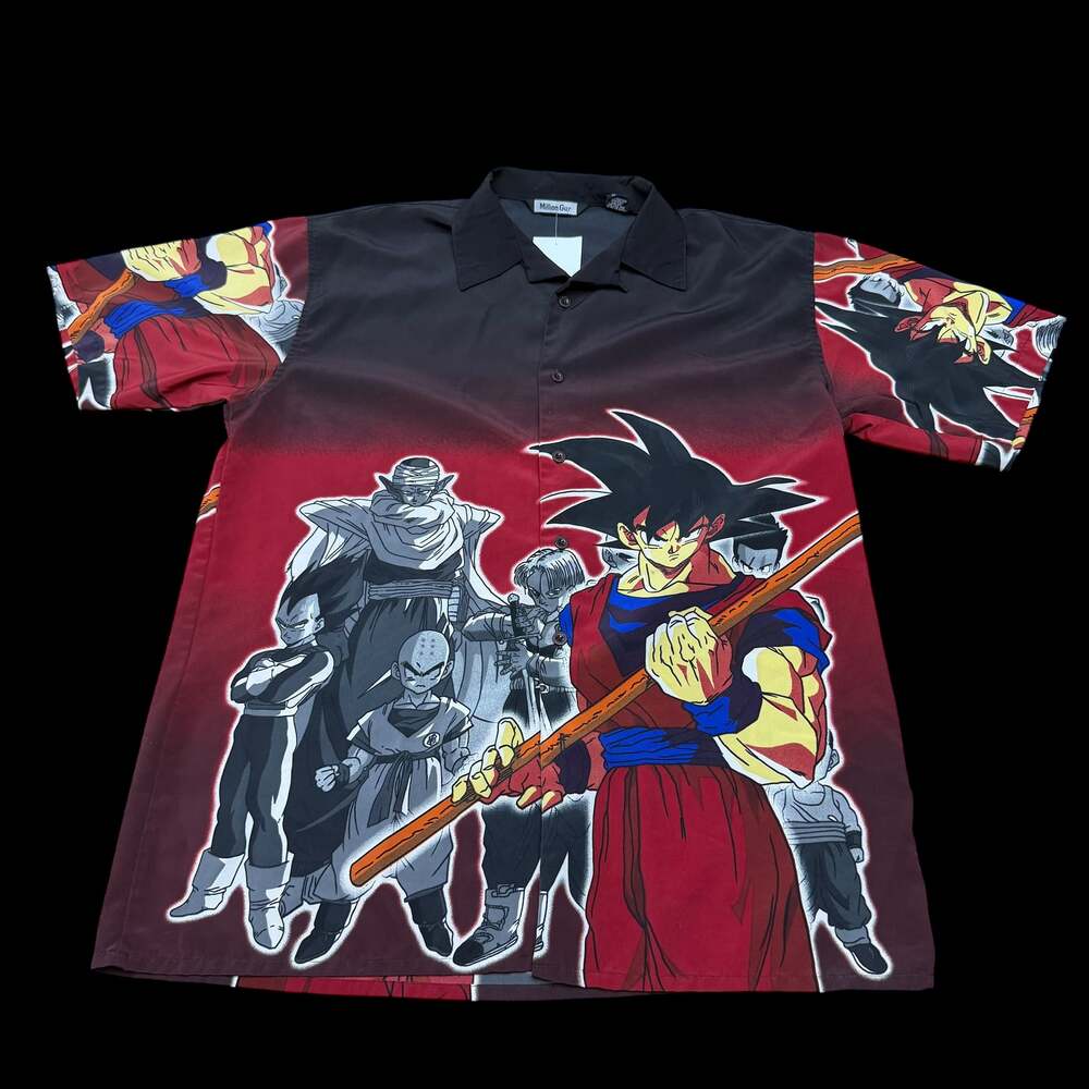 VTG 2001 Dragon Ball Z Goku GT All Over Print Button Up Shirt